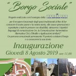 Locandina del Borgo Sociale, inaugurazione dell'8 Agosto 2019